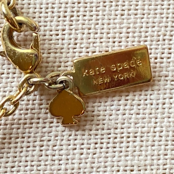 Kate Spade signed pendant necklace, green glass and faux turquoise in goldtone - Picture 3 of 8